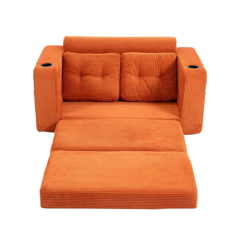Convertible Sofa Bed, Expandable double Sofa Bed, 2 in 1 Convertible Sofa Bed, Fold Out Floor Couch with Pillows