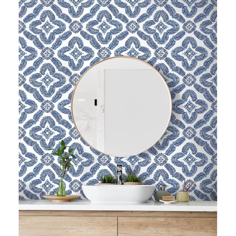 Seabrook Designs Talia Botanical Medallion Unpasted Wallpaper
