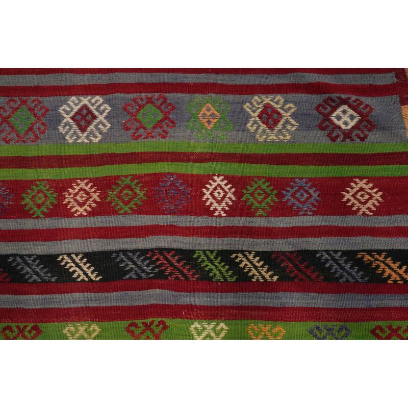 Hand Woven Oriental 100% Wool Carpet Southwestern Tribal Multi-Colored Kilim Area Rug - 10' 4'' X 5' 9''