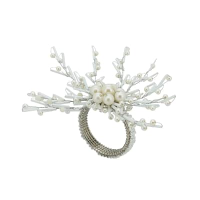 Elegant Entwined Beaded Napkin Ring (Set of 4) - Silver