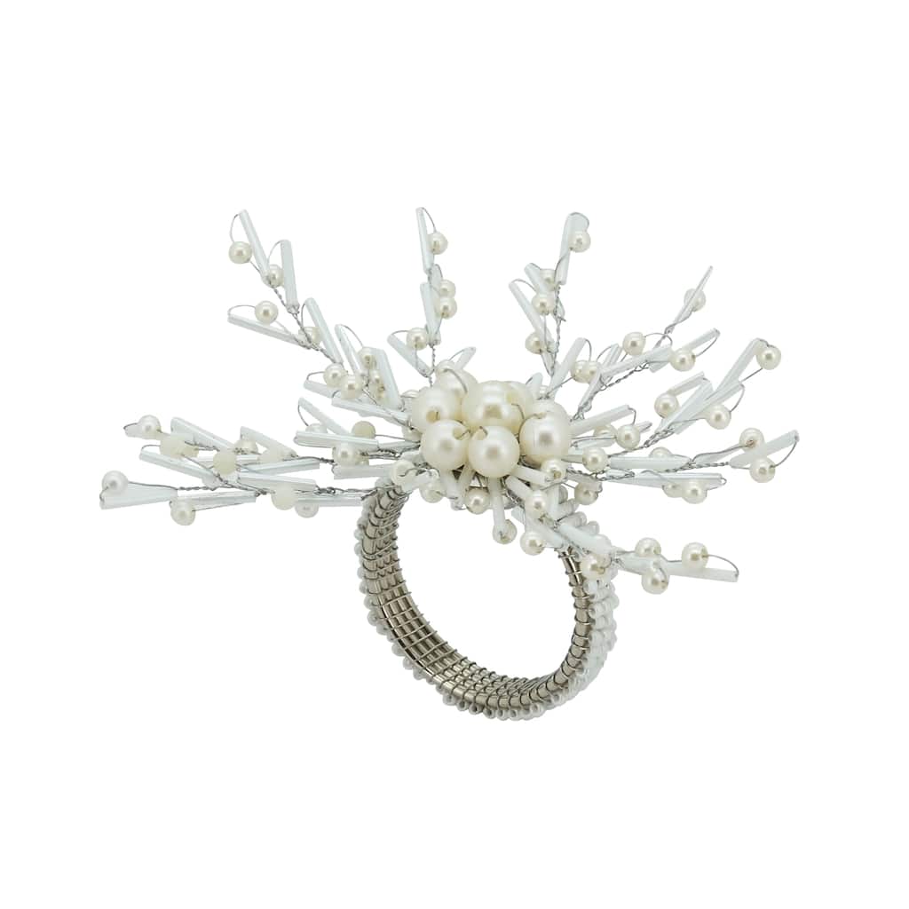 Elegant Entwined Beaded Napkin Ring (Set of 4) - Silver