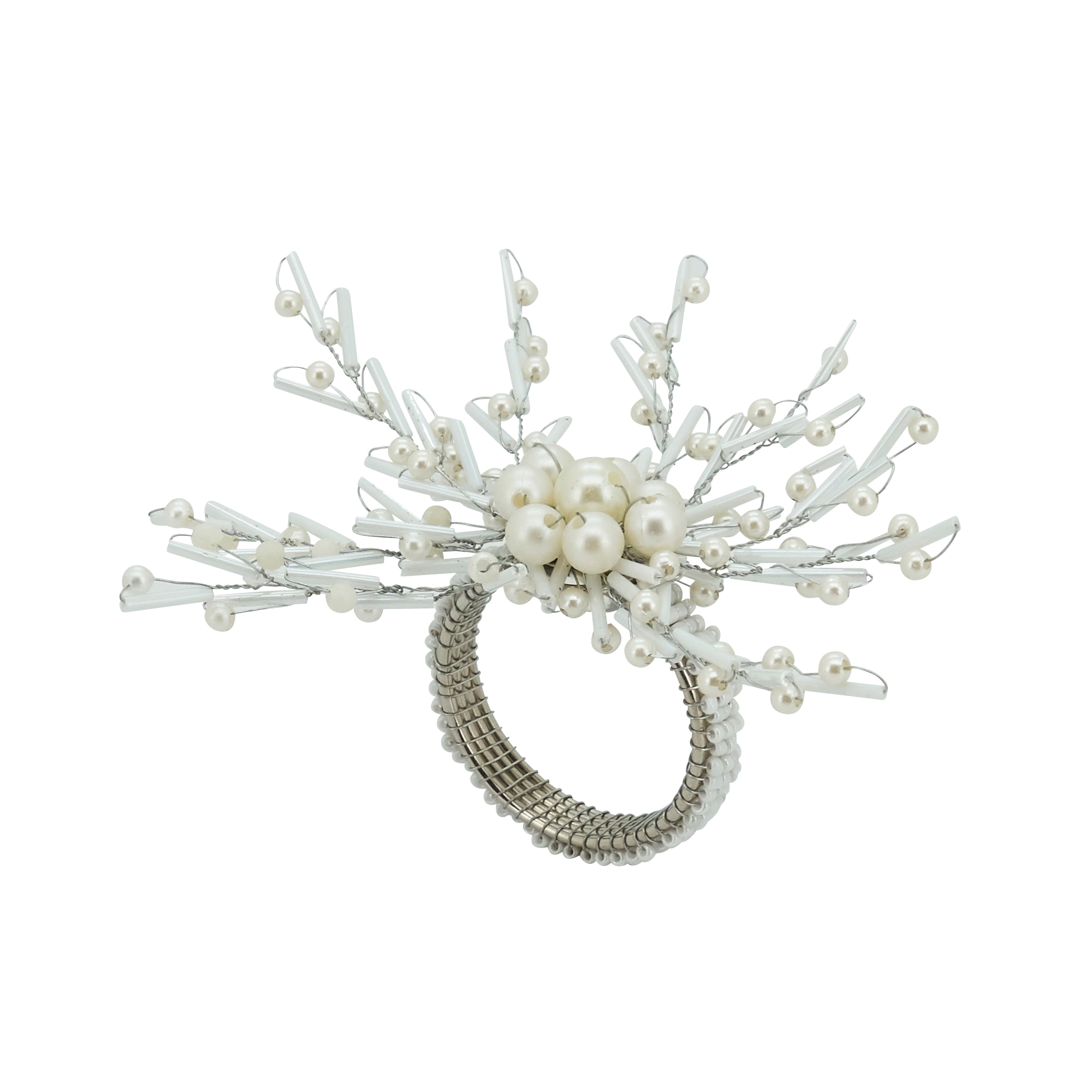 Elegant Entwined Beaded Napkin Ring (Set of 4) - Silver