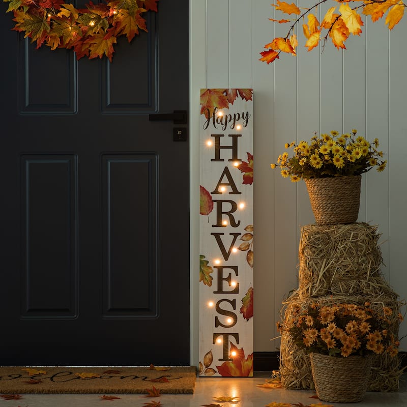 Glitzhome 42"H Fall Lighted Wooden Porch Sign