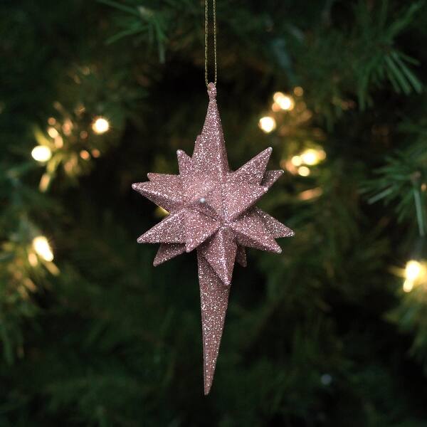 Shop 6 25 Baby Pink Glittered Geometric Star Christmas Ornament
