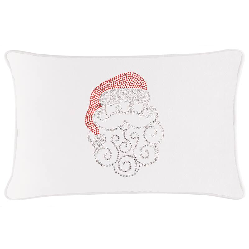 Sparkles Home Santa Rhinestone Pillow - White Velvet - 14 x 14