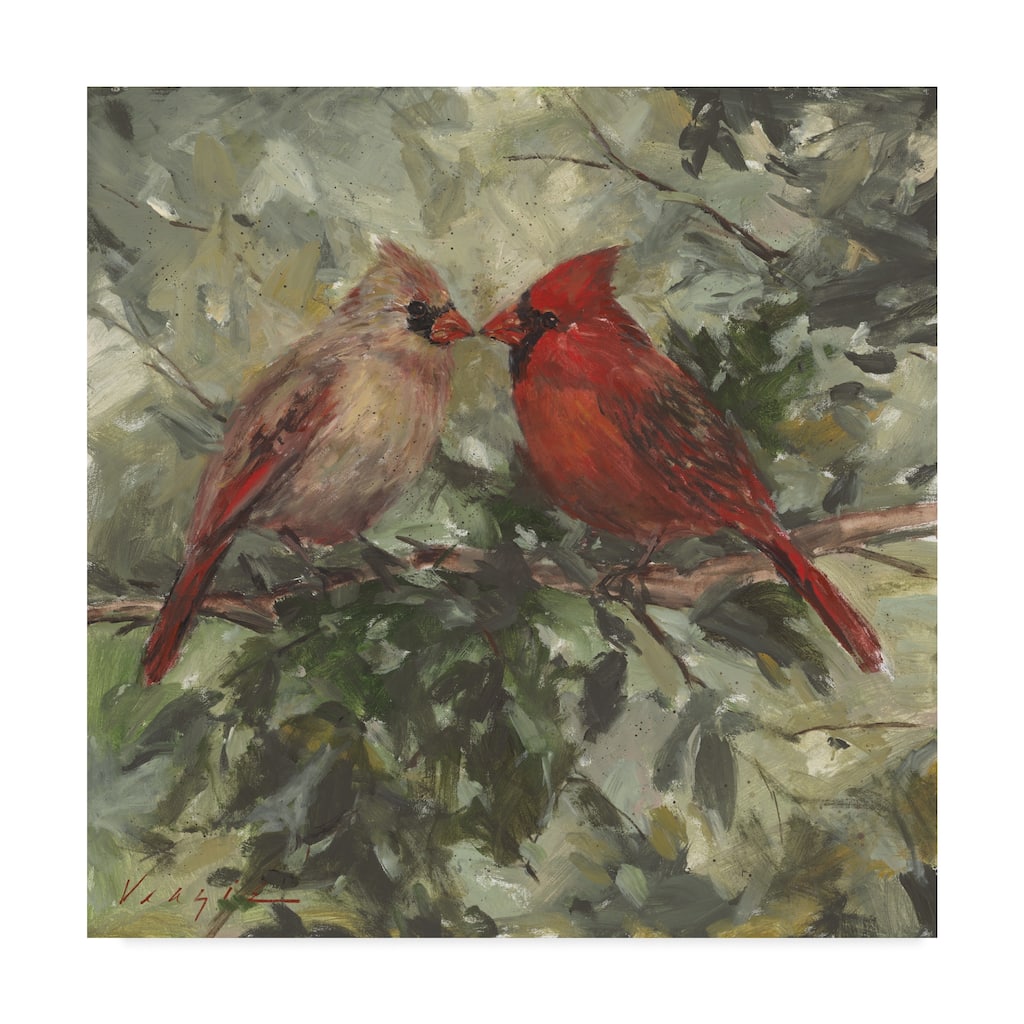 Mary Miller Veazie 'Kissing Cardinals' Canvas Art