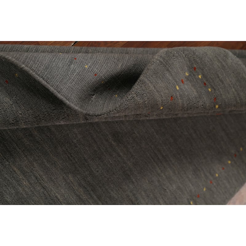 Tribal Gray Gabbeh Indian Area Rug Handmade Wool Carpet - 3'11"x 6'1"