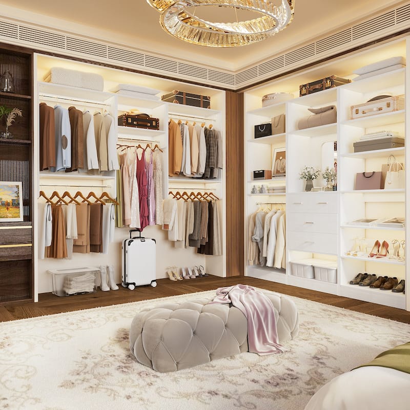 Cimly Set of 4 Closet System with Shoe Rack and Hanging Rods, 120'' Modular Heavy-duty Wall-mounted Closet Organizers