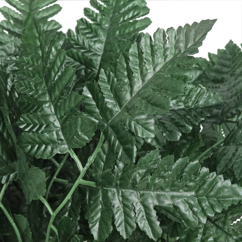 Set of 4 Artificial Leather Fern Leaf Stem Plant Greenery Foliage Bush 18in - 18" L x 9" W x 0.5" DP