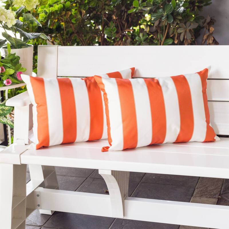 Striped Throw Pillow Indoor Outdoor Use Weather Resistant 14x20 Inches