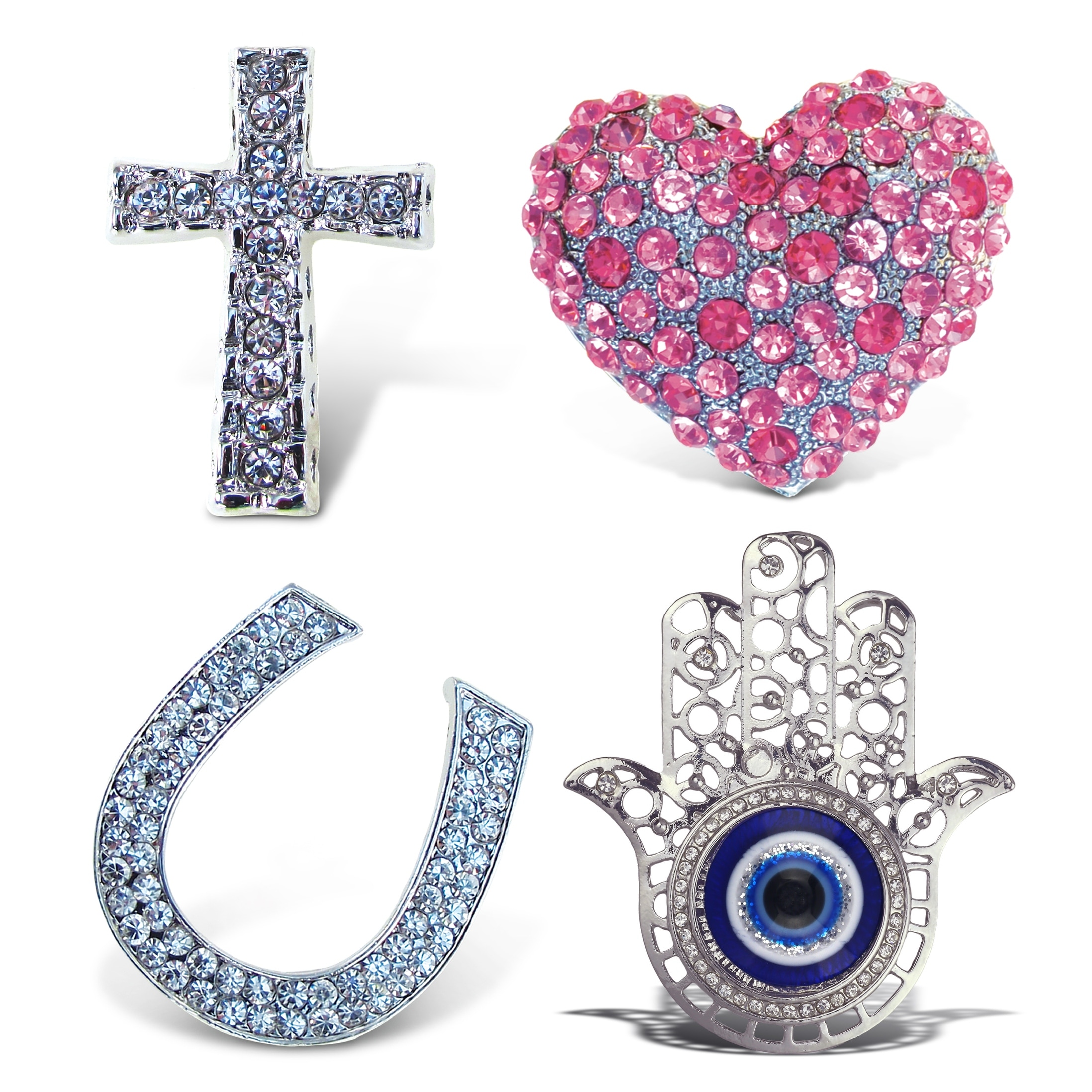 Aqua79 Sparkling Refrigerator Magnet Set Mix with Rhinestone - 4 Pcs - 2.37 inches