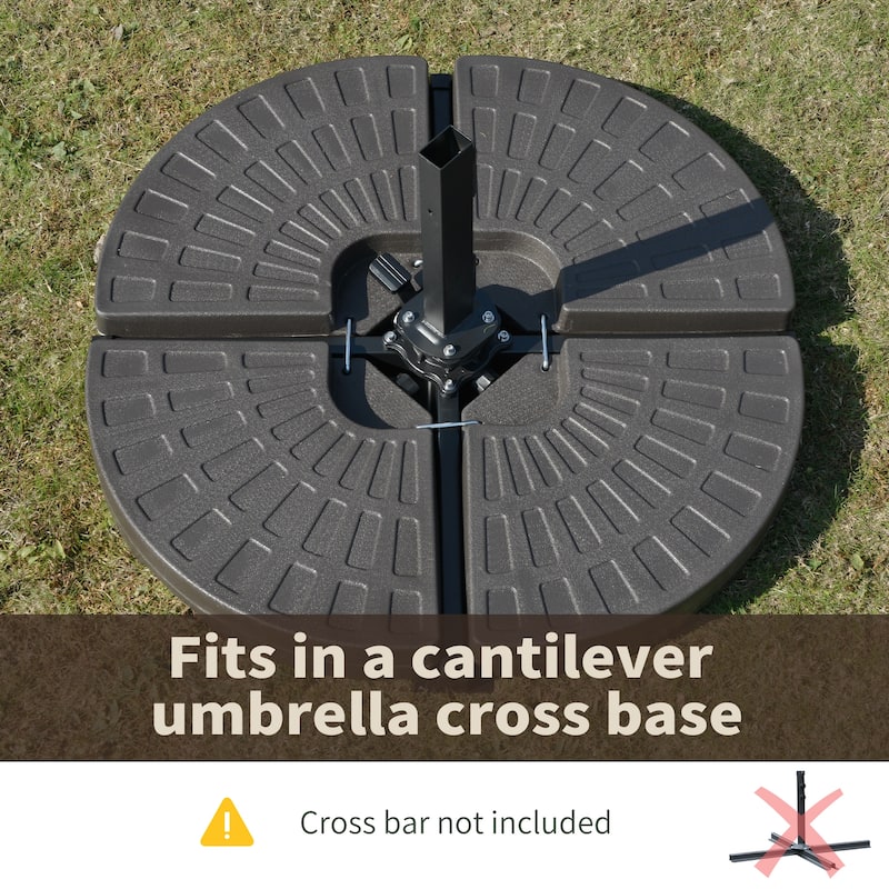 4-Piece Cantilever Patio Umbrella Base with Built-In Handles, Rugged Material, Max Capacity 220 lbs