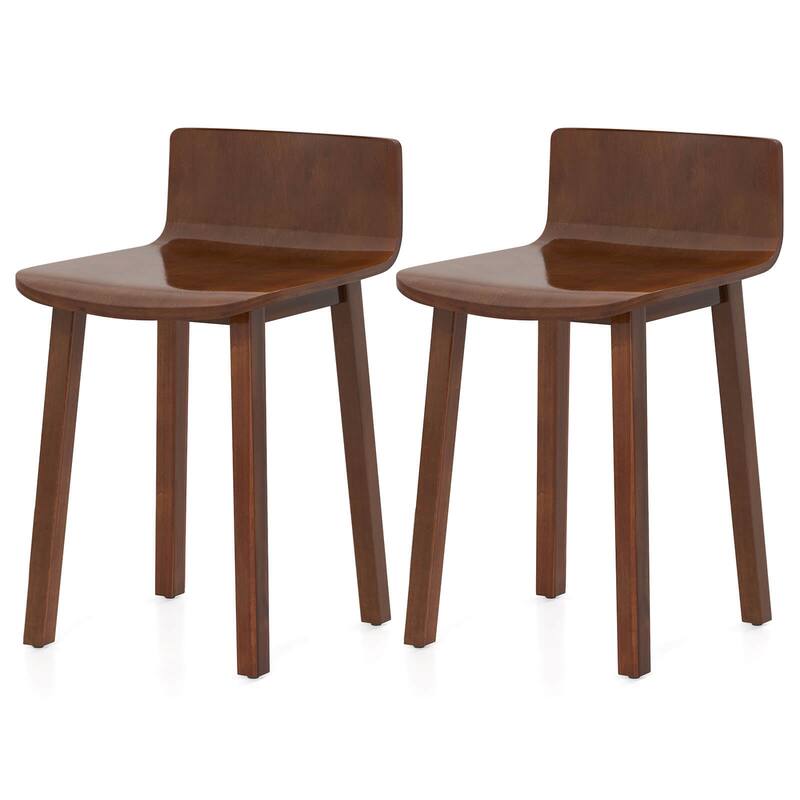 Costway Dining Chairs Set of 2/4 with Acacia Wood Legs Curved Seat & - See Details - Set of 2