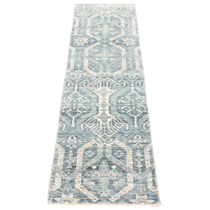 ECARPETGALLERY Hand-knotted Mystique Dark Grey Wool Rug - 2'4 x 9'11