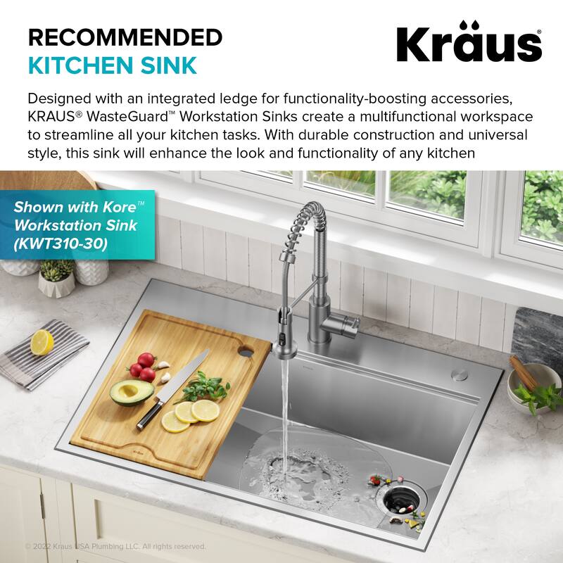 KRAUS WasteGuard Continuous Feed Garbage Disposal for Kitchen Sinks