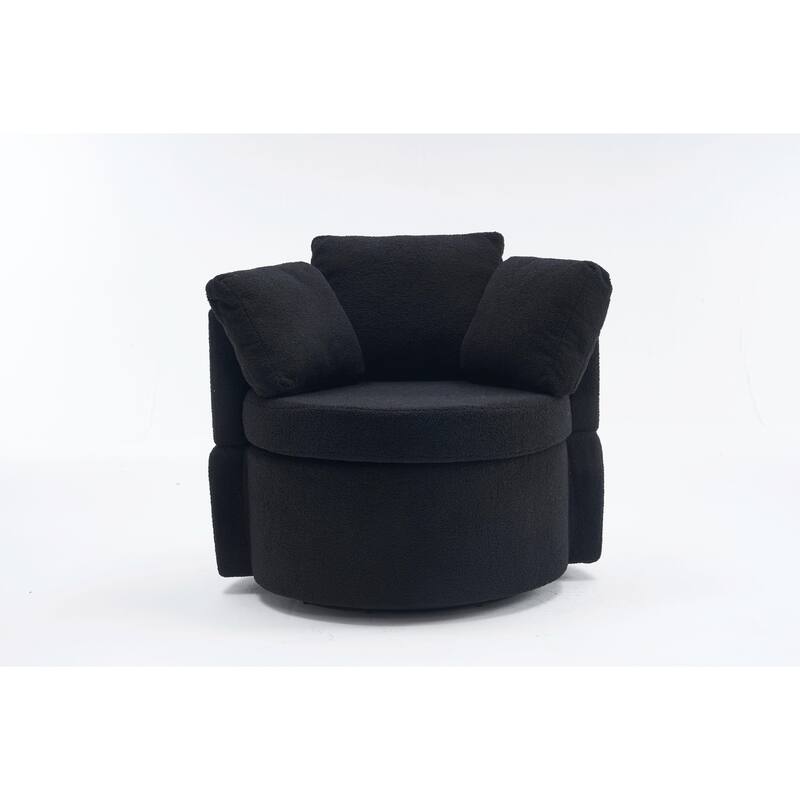 360° Swivel Chair with Storage and Throw Pillows
