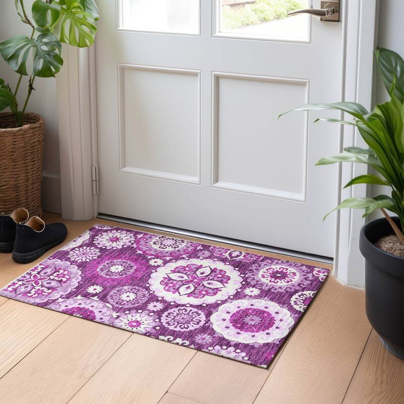 Premium Washable Super Soft Boho Suzani Mayfield Rug - Eggplant - 1' 8" x 2' 6" - Rectangle