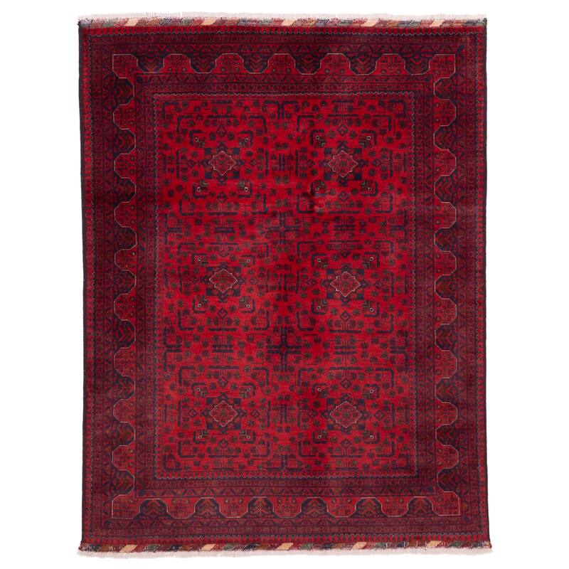 ECARPETGALLERY Hand-knotted Finest Khal Mohammadi Red Wool Rug - 4'11 x 6'4