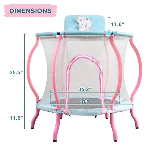 dimension image slide 1 of 2, Trampolines 48" Round Mini Bouncer with Enclosure