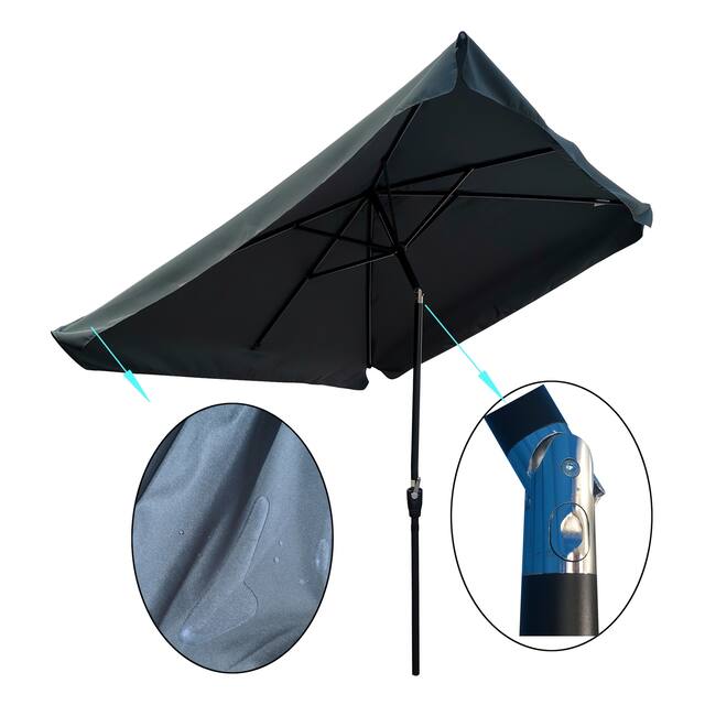 10 x 6.5ft Patio Umbrella Outdoor with Crank and Push Button