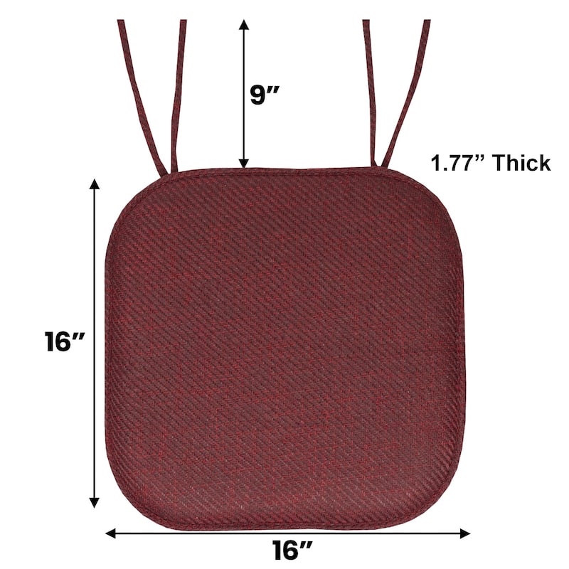 Herringbone Memory Foam 16 x 16 Chair Pad With Ties