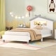 preview thumbnail 19 of 48, Wood Bed Frame w/ House-Shaped Headboard & Motion Activated Night Lights for Kids White - Twin