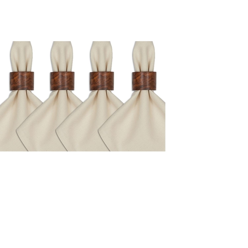 Saro Lifestyle Twisted Design Wood Napkin Rings, Brown - Set of 4