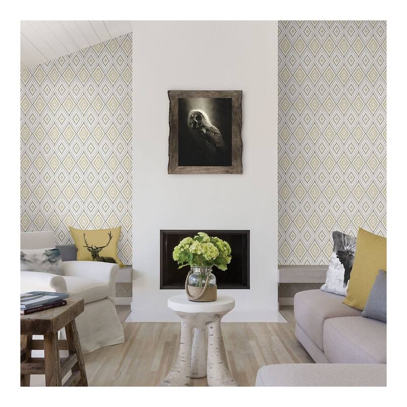 Chesapeake Ganado Beige Geometric Ikat Wallpaper - 20.5 x 396 x 0.025