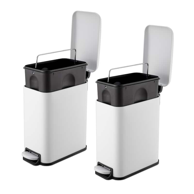Qualiazero 5L / 1.3 Gal + 5L / 1.3 Gal Slim Stainless Steel Step Can Twin Pack