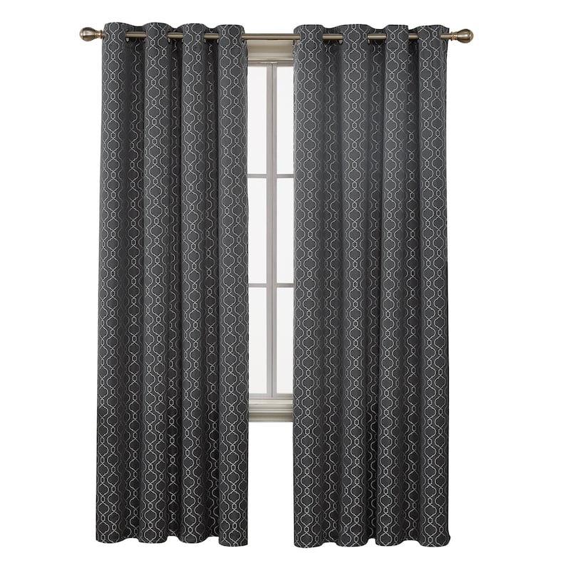 Deconovo Geometric Knitting Room Darkening Grommet Curtain(2 Panels)