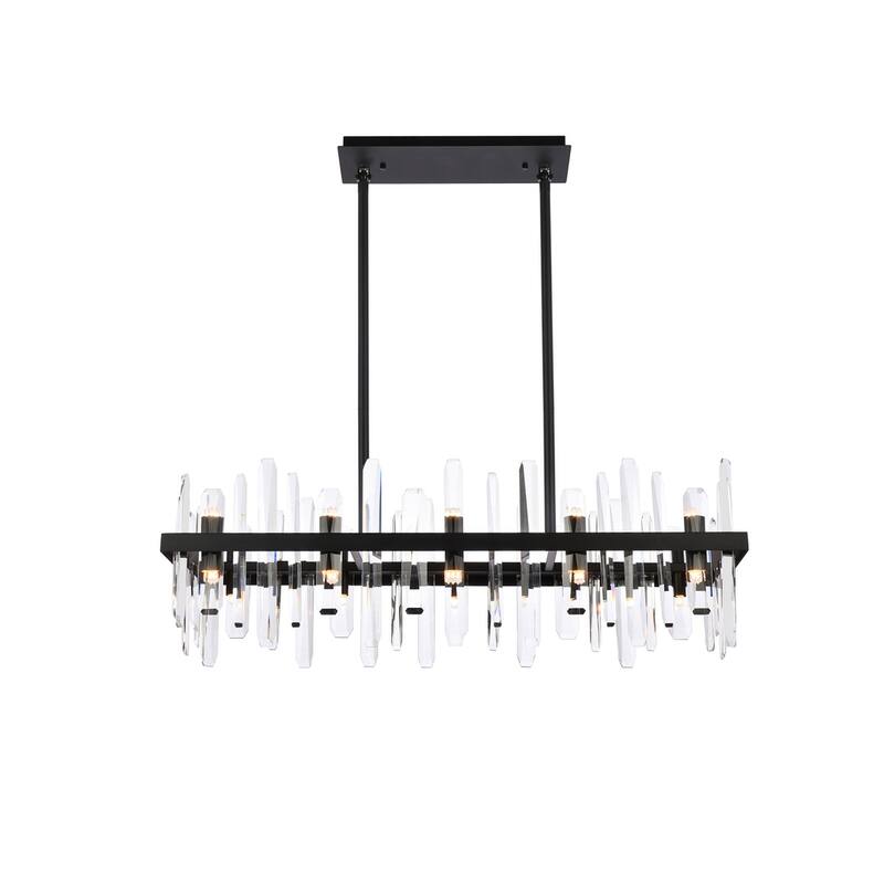 Indigo Home 36 inch crystal rectangle chandelier - Black
