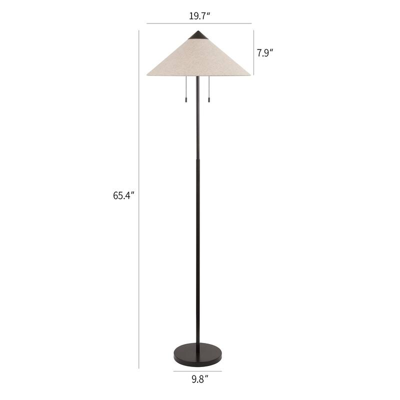 Floor Lamp Traditional Black 65" 2-Light Linen Shade