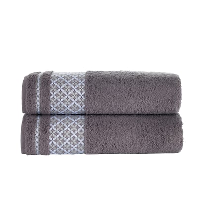 KAFTHAN Textile Plaid Turkish Cotton Bath Towels (Set of 2) - 59"L x 35"W x 0.5"H