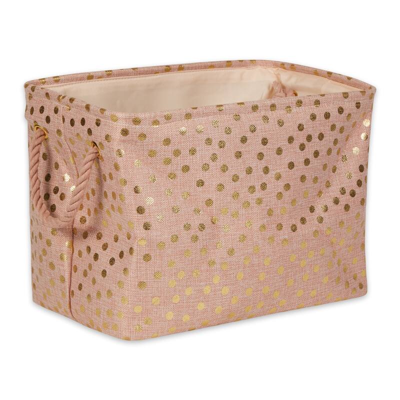 Polyester Bin Dots, Gold-Black Rectangle Medium 16x10x12 - 16x10x12" - Millennial Pink Medium
