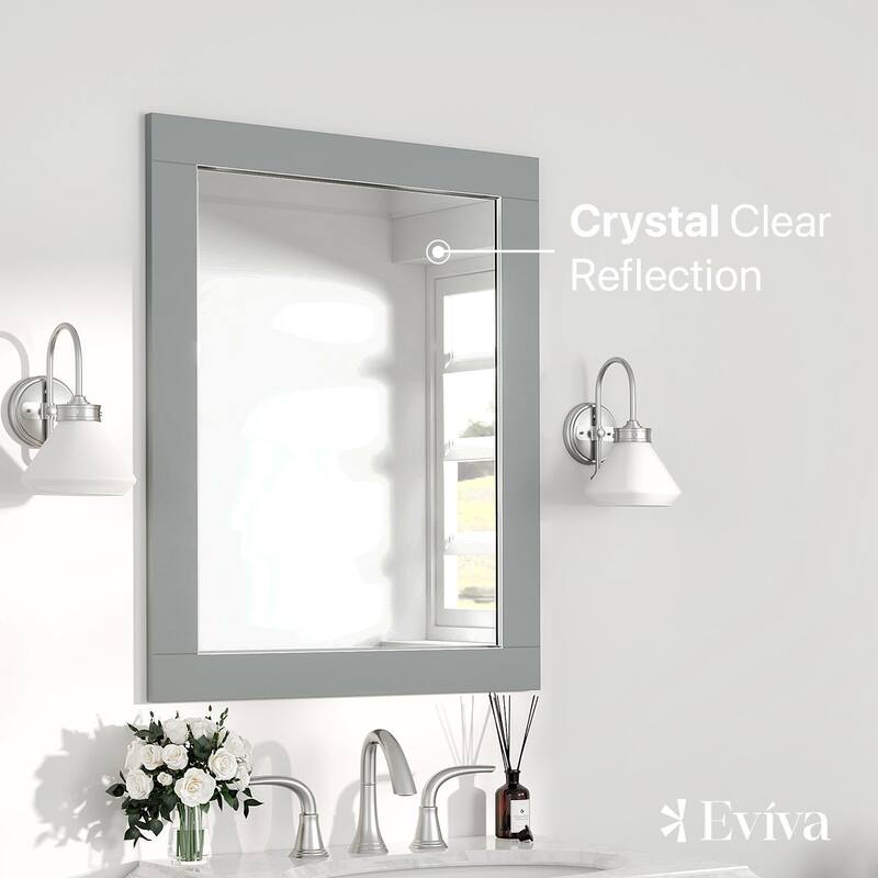 Eviva Aberdeen 24" x 30" Rectangular Gray Wooden Framed Mirror - Grey