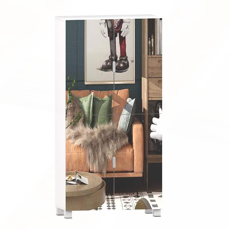 8 Tier Shoe Storage Cabinet with Mirror Door