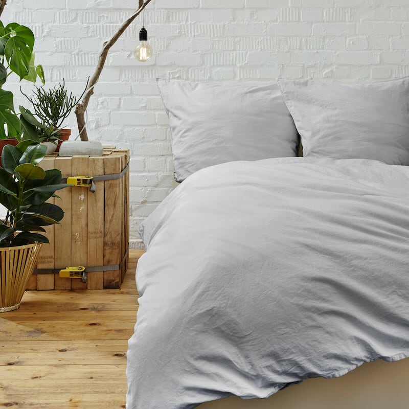 Porch & Den Brockman Soft Microfiber 3-piece Duvet Cover Set - Twin - Twin XL - Silver