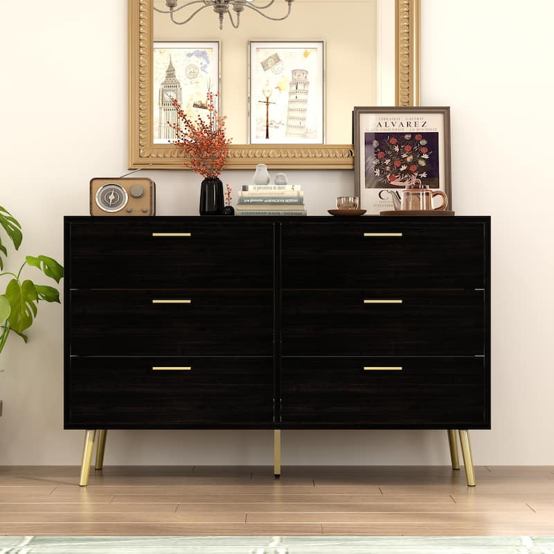 Kerrogee Modern 6-Drawer Storage Chest Dresser Drawer Organizers - 47.2"/Dark Brown