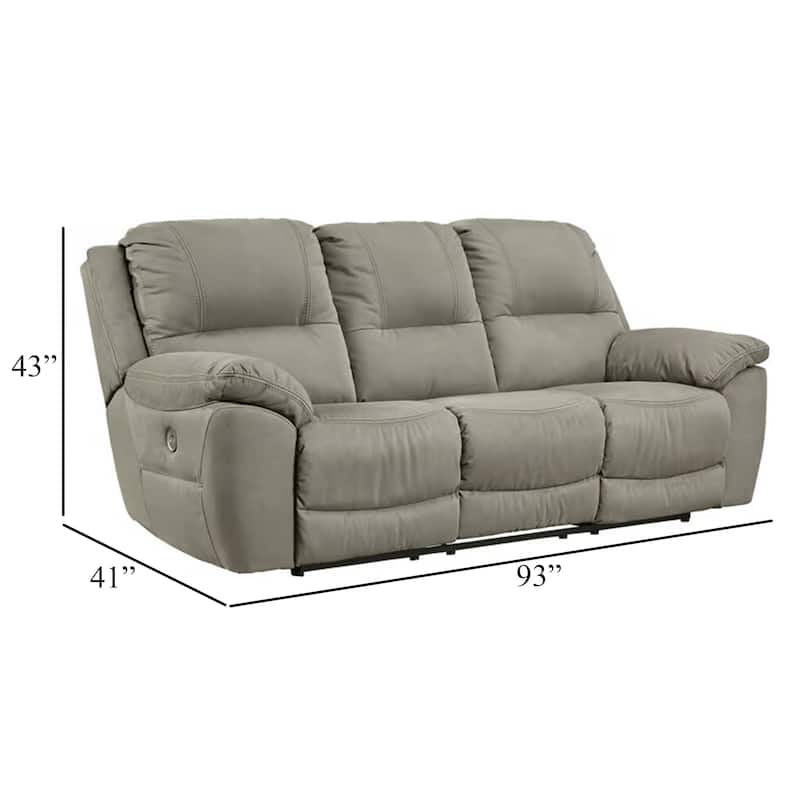 Zane Power Recliner Sofa, USB Charging Ports, Gray Faux Suede Suede