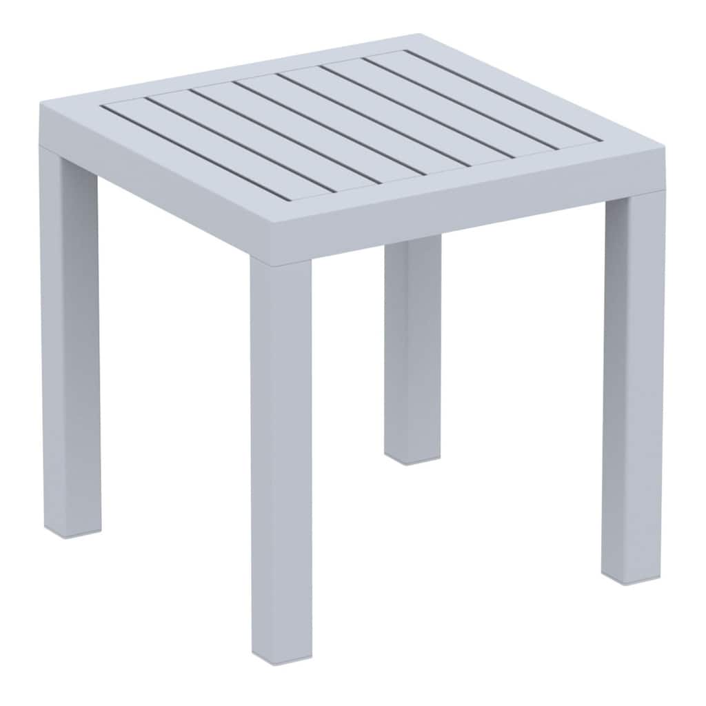 18" Silver Gray Patio Square Resin Side Table with Drain Hole