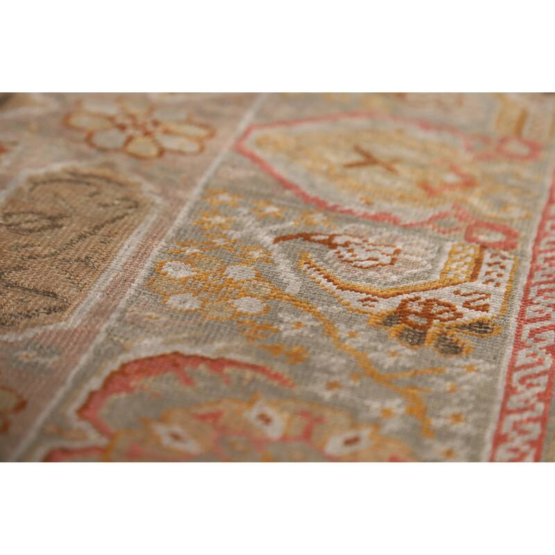 Hand Knotted Oriental Silk Carpet Transitional Geometric Multi-Colored Anatolian Area Rug - 7' 6'' X 4' 0''