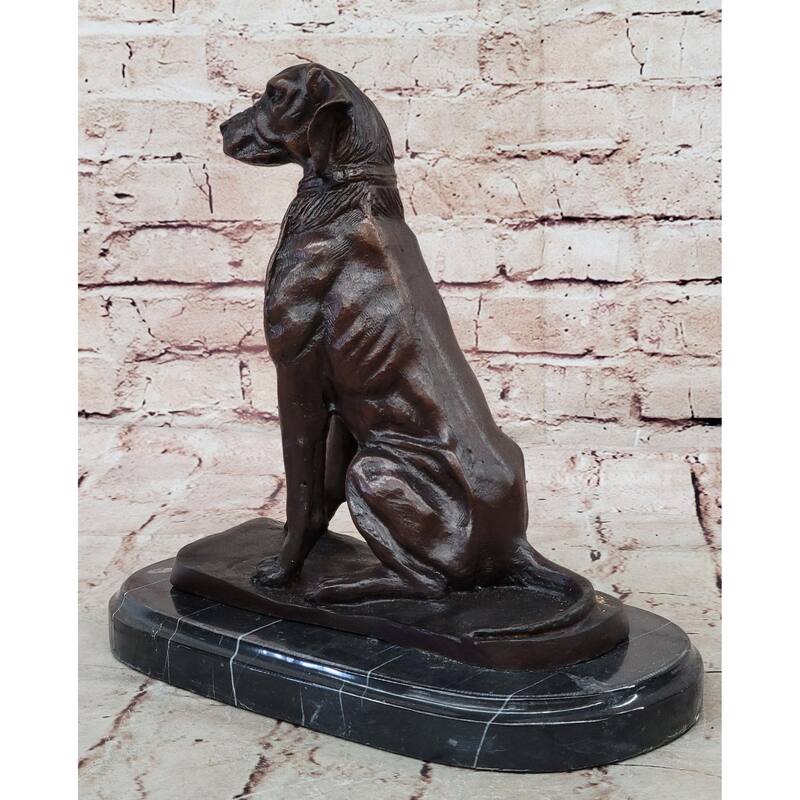 Bronze Dog Sculpture – Noble Canine Guardian Statue On Marble Base
