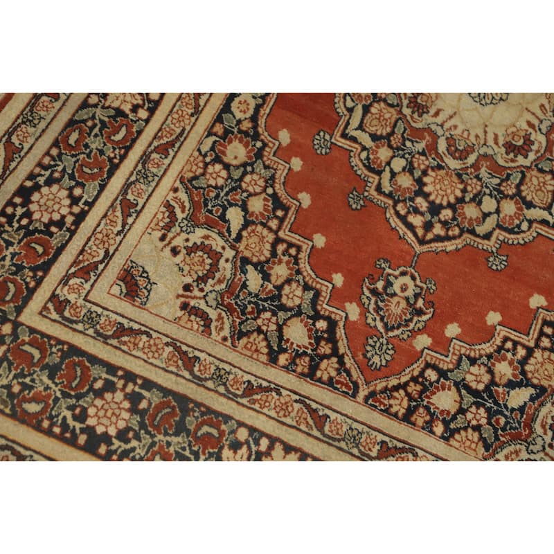 Hand Knotted Oriental 100% Wool Carpet Traditional Medallion Oranges & Rust Tabriz Area Rug - 5' 8'' X 3' 11''