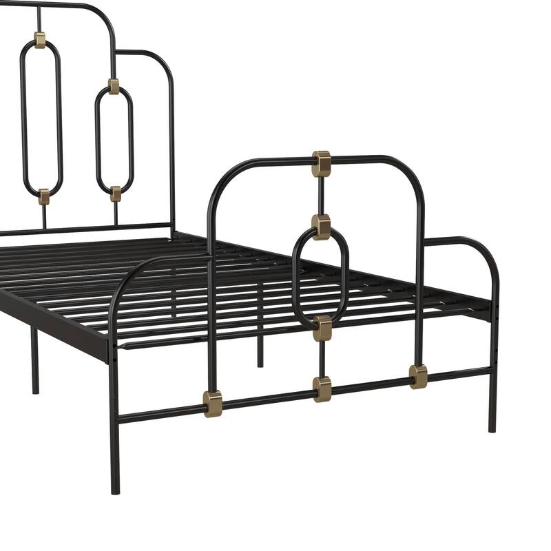 Vintage Metal Bed with Adjustable Height and Gold Detailing
