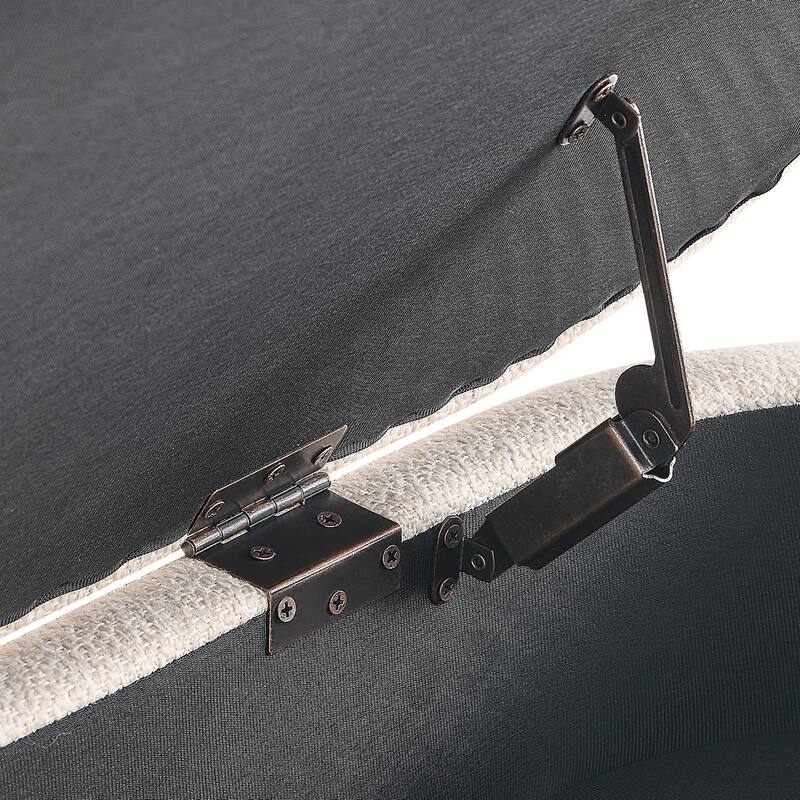 Roomfitters Oval Upholstered Storage Ottoman Bench with Rubber Wood Legs, Modern Entryway or Bedroom Seat