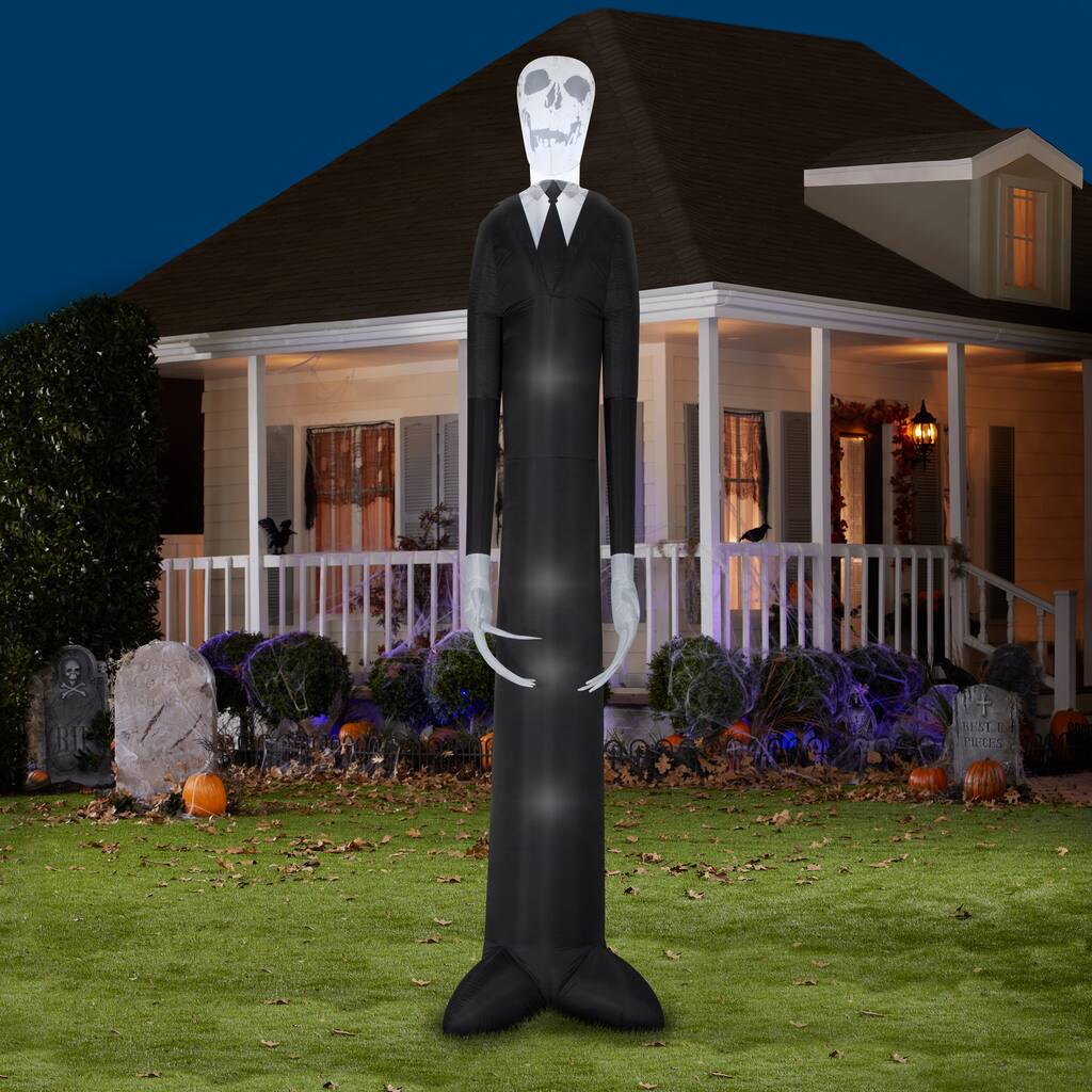Gemmy Lightshow Airblown ShortCircuit Slim Man Giant (White), 12 ft Tall, black