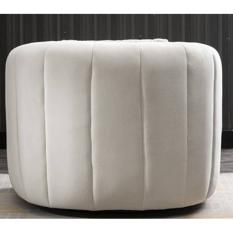 Ebello Oversize Velvet Swivel 360° Rotation Barrel Comfy Round Armchair With Pillow For Living Room Bedroom