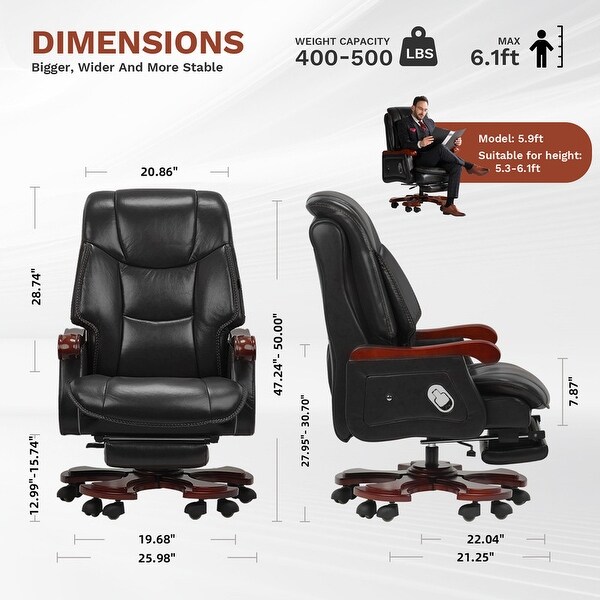 Kinnls Jones Big Tall Executive Office Chair With Massage Genuine Leather Desk Chair On Sale Bed Bath Beyond 39122326