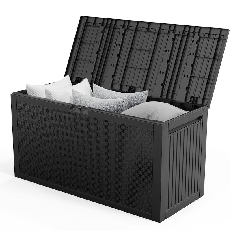 Lockable Outdoor Garden Storage Box for Cushions, Toys and Tools - 45.67x 19.49 x 23.23 Inches - Black