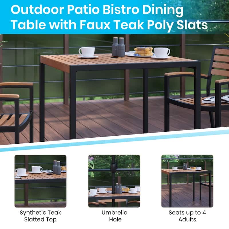 Patio Set wirh 35" Table, 2 Chairs, and Umbrella with Base - 35.25"W x 35.25"D x 29.5"H